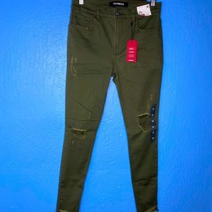 Express Green Distressed High Rise Legging